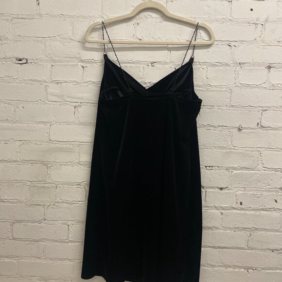 Soft Black Velvet dress Beaded straps - Picture 3 of 9